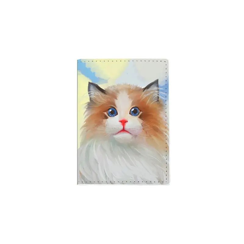 트렌디 한 고양이 패턴 PU 가죽 여권 지갑 유럽 미국 여행 문서 케이스