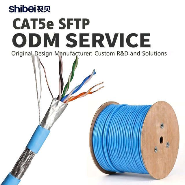 Shibei Cat5e SFTP Ethernet Cable 24AWG Solid Bare Copper 305m 1000ft Bulk Network Cable Fluke Tested ODM