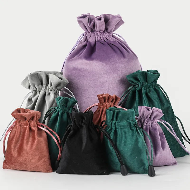 Custom Small Black Rose Gold Gift Draw String Bag Pouch Pink White Large Dust Silk Satin Drawstring Bag