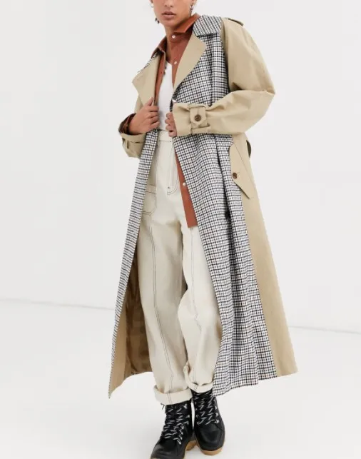 Colorblock Mantel Panjang Wanita, Mantel Trench Musim Panas Musim Gugur Musim Dingin Poliester/Cangkang Katun Lengan Biasa Kasual