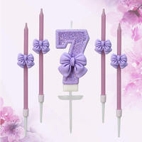 Lot de bougies d'anniversaire créatives en forme de nœud papillon violet pour la décoration de gâteaux et desserts lors de fêtes d'anniversaire