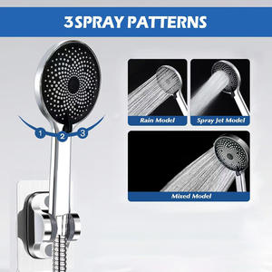 Ensemble de douche en acier inoxydable avec pommeau de pluie carré et douchette à main 3 vitesses, finition chromée anti-corrosion - Product Image 2