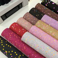 Feuilles de tissu PU à paillettes fines de couleur unie avec gros motifs imprimés à paillettes pour la décoration de chaussures à cheveux-1094970