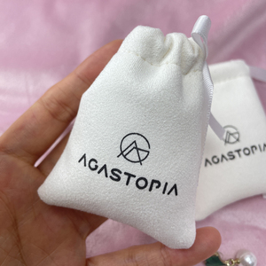 Custom logo Printed White Soft Drawstring Velvet Bag Pouch Necklace Jewelry Bag Tarot Pouch Drawstring Small Velvet Gift Bag - Product Image 3