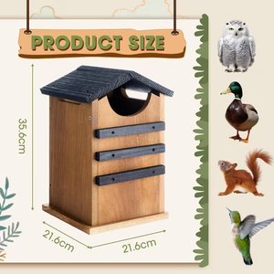 Grote, stevige cederhouten vogelhuis & eekhoornverblijf met eendennestkast, handgesneden houten vogelhuisjes - Product Image 2