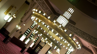 Lustre LED doré moderne et simple en métal et cristal, style marocain, pour projet de grande mosquée ou centre islamique, personnalisable