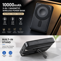 Chargeur sans fil magnétique 3-en-1 personnalisé OEM ODM, 10000 mAh, charge rapide exclusive pour montre, batterie externe sans fil pour téléphone