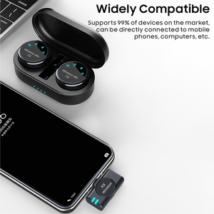 Microfono Lavalier wireless per iPhone <span class=keywords><strong>Android</strong></span> Tablet Microfono wireless a bavero per registrazione video Vlog Intervista - Product Image 6