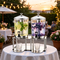 FLEY – Élégant service à boissons en acier inoxydable avec support surélevé, couvercle dôme et robinet pour mariages en extérieur, buffets et traiteurs