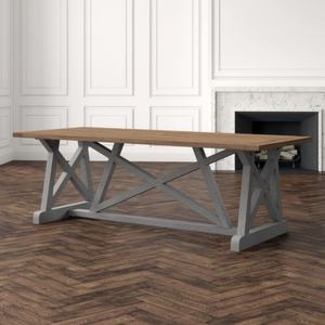 โต๊ะอาหารทรงกากบาทฐานไม้เอล์มโบราณรีไซเคิล - Product Image 2