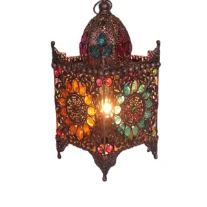 Hot Selling Fancy Lamp Jewelry Colorful Metal Lantern Indian Lamp