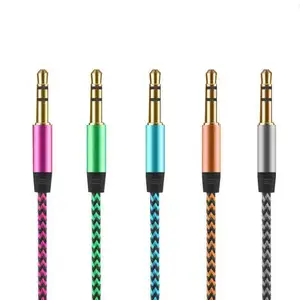 3.5mm to 3.5mm Car Male to Male AUX Cable Metal Plug Car Braided Audio Cable 1m 5 Colors Available