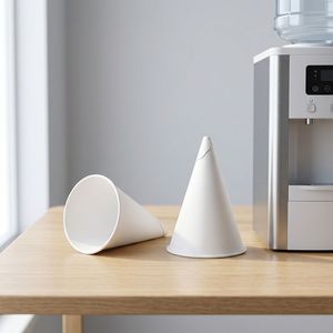 Gobelets en papier coniques jetables imperméables en gros, gobelets d'eau écologiques en forme de cône pour <span class=keywords><strong>distributeur</strong></span>, logo personnalisé - Product Image 1