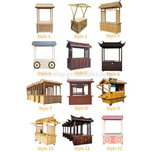 屋外モバイルビジネス自动贩売住宅ポータブルソリッドウッドフードカート屋外プロモーションカートスタンド上のストリート - Product Image 6