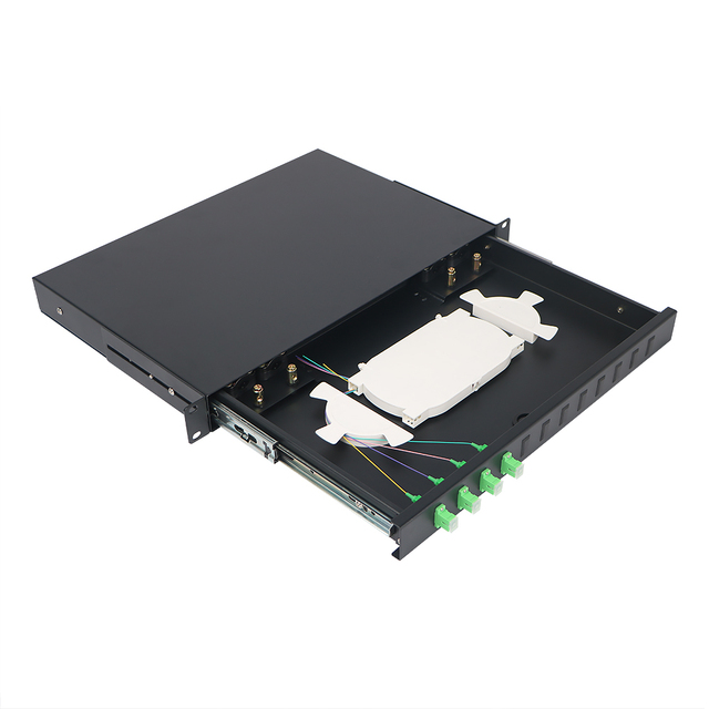 FCST03107 12-Port ODF 4Cores Drawer Type Fiber Optic Distribution Frame & Patch Panel for 1U 2U Rack Mounting FTTH Network Use