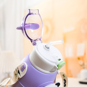 Bouteille d'eau isotherme en acier inoxydable 316 avec poignée et paille pour enfants, motif panda dessin animé - Product Image 3