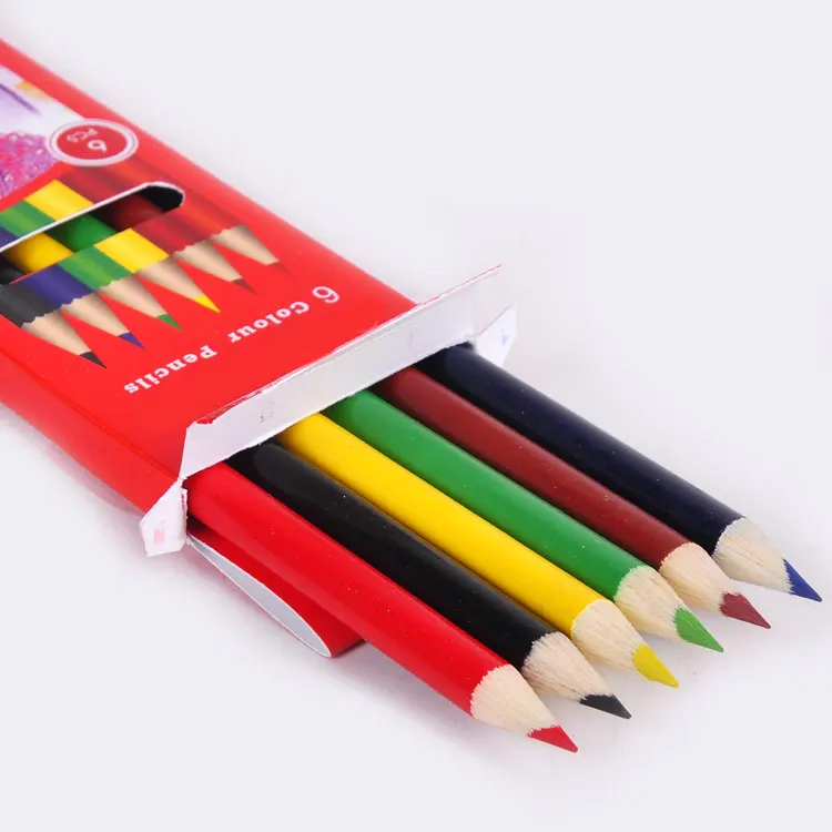 थोक अच्छी गुणवत्ता दौर चिकनी नरम लकड़ी 6 रंगीन पेंसिल