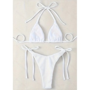Bikini 2024 Europeo y Americano, Sexy, con Cordones, Tipo Halter, para Mujer, Moda de Comercio Exterior, Traje de Baño de Dos Piezas Multicolor - Product Image 3