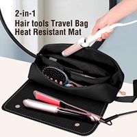 Outils de cheveux Sac de voyage et tapis résistant à la chaleur pour outils chauds Essentiels de voyage pour femmes Étui en cuir pour fer à friser pour outils de cheveux