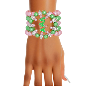 Rose vert sororité fleur forme broche lettre grecque émail épinglette accessoire alliage Bracelet collier montage cadeau de mariage - Product Image 6