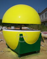 Kiosque de nourriture de rue en plein air OEM, grande taille, forme de boule, chariot de nourriture mobile, poussé à la main, kiosque à fruits de pastèque portable