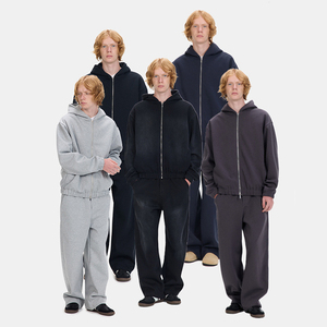 Fabricant de streetwear – Sweat à capuche oversize épais 500 g/m² imprimé, vierge, avec logo personnalisé, double fermeture éclair, polyester/coton, pour l'automne - Product Image 1