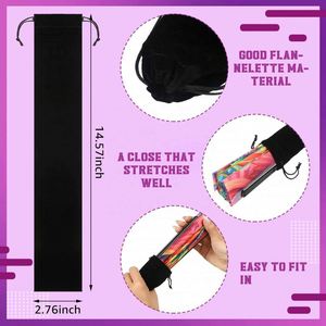 Large European Style Flower Velvet Folding Hand Fan Bag Drawstring 14.57x2.76 Black Fabric Sleeve Protector <b>Gift</b> <b>Wrap</b> Bags - Product Image 2
