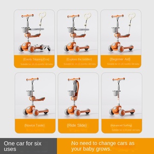 Trottinette pour enfants Doublecare 5-en-1 pliable, vélo d'équilibre à pousser avec musique, pour les enfants de 10 mois à 14 ans - Product Image 4