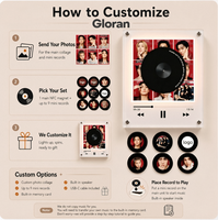 Cadre musical NFC en acrylique personnalisé en usine, tourne-disque rotatif, lumière LED, décoration aimant de réfrigérateur