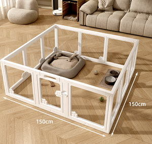 Corralito para Perros de Plástico Transparente para Interiores, Ecológico, con Cierre de Botón, Solo para Perros, Diseño Sólido - Product Image 5