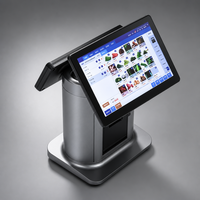 Terminal de point de vente haute performance 15,6 pouces avec double écran tactile sensible et coupeur automatique 80 mm pour affichage client en entreprise et supermarché