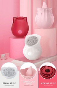 Vibrador con forma de rosa para mujer adulta, Juguetes sexuales con vagina, punto <span class=keywords><strong>g</strong></span>, lengua y clítoris, venta al por mayor - Product Image 2