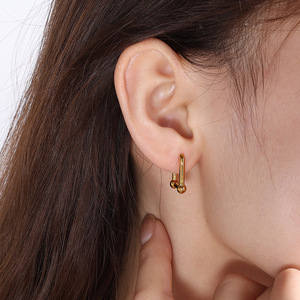 Geometric Square Gold Color Zinc Alloy <b>Stud</b> Earrings For Women EH932 - Product Image 4