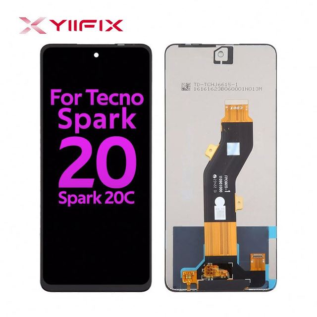 Yiifix LCD Screen for Tecno Spark 20 KJ5 KJ5n Spark 20C BG7 BG7n Touch phone Display Replacement Digitizer FHD Sapphire Hardness