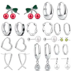 New Fine Jewelry Trend Fashion 925 Sterling Silver Earrings Designer Custom Cubic Zirconia Dangle Hoop Stone Diamond Earrings