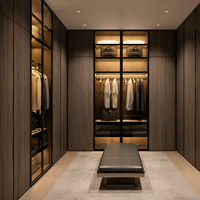 Armoire sur mesure avec portes en verre, éclairage LED, verre fumé, 3 tiroirs, pour chambre à coucher, salle à manger, rangement, montage facile