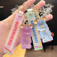 Porte-clés Ours Nœud Papillon en Cristal Créatif, Pendentif de Voiture Exquis pour Couple, Accessoire Cadeau