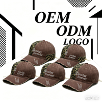 Casquette de baseball rétro en coton délavé personnalisée, ajustable, style papa, imprimé léopard, patchwork, broderie 3D, pour usage quotidien et décontracté