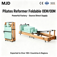 Reformer de Pilates pliable en bois massif d'érable et de chêne avec pieds en acier robuste – Équipement professionnel pour la maison et le studio de yoga et Pilates