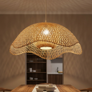 Lámpara Colgante de Mimbre Hecha a Mano, Lámpara de Techo LED Cálida, Lámpara Colgante de Mimbre para Hotel, Salón de Té, Dormitorio - Product Image 4
