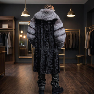 Unisex Men's Waterproof Real Fox Fur Parka with <b>Silver</b> Fox Fur Shawl Collar Reversible & Eco-Friendly - Product Image 3