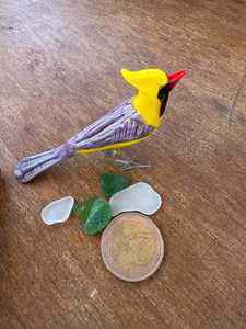 Tiny Glass World Handmade Glass Bird Figurine Yellow Purple <b>Red</b> Beak Murano Blown Tabletop <b>Vase</b> Contemporary Art Accessory - Product Image 4