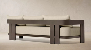Sofá de exterior moderno con estructura de aluminio T6 con recubrimiento en polvo para todo tipo de clima, con silueta de trípode, para patio o terraza, ideal para villas de lujo. - Product Image 2