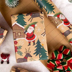 MAYPLUSS Christmas <b>Wrapping</b> <b>Paper</b> Roll 17in X 33ft Kraft Recyclable Santa Claus Tree Design Gift Wrap - Product Image 2