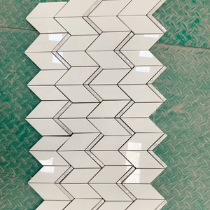 GGL Pedra Moderna Branca Chevron Forma Água Jet Mármore Azulejo para Quarto Cozinha Banheiro Decoração Do Hotel Várias Cenas Adequado - Product Image 5