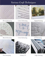 Suite d'invitations de mariage personnalisées bleu poussière à trois volets avec carte d'invitation en acrylique dorée et cartes RSVP, enveloppe incluse
