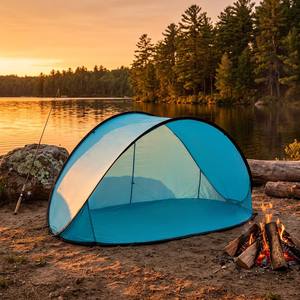 Tenda da Spiaggia a Cupola a Montaggio Rapido, Rivestimento Argentato Isolante Termico, Stabilizzata al Vento, per Piscina, Pesca, Giardino - Product Image 5