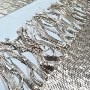 Tejido de encaje de Chantilly francés encaje lentejuelas con flecos brillo tela de encaje de malla de oro - Product Image 3