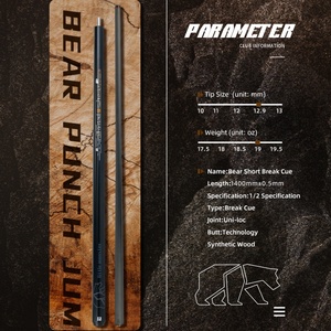 Taco de billar Little Monster Bear de fibra de carbono para golpeo, taco de golpeo de baja deflexión con punta de 12.9mm y bolsa blanda - Product Image 3