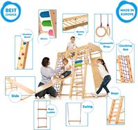 Parque de Juegos Montessori de Madera de Alta Calidad, Seguro, 8 en 1, para Interiores, con Tobogán, Columpio y Estructura de Escalada, Personalizable
